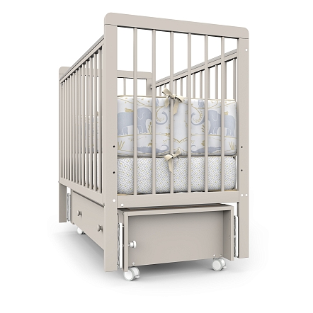 Кровать детская Pituso TINY ящик-маятник/колесо купить — фото 4