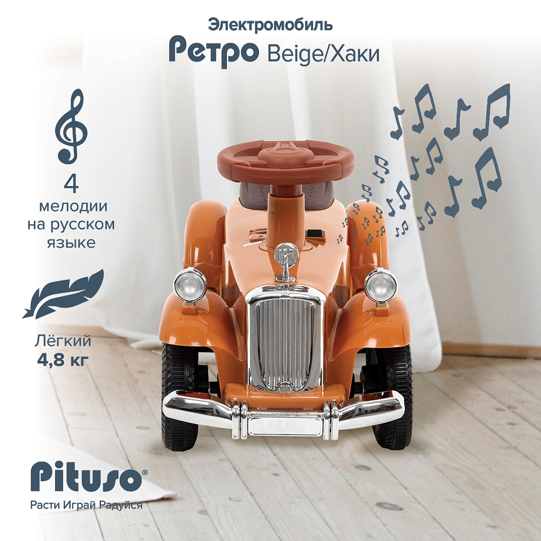 Электроквадроцикл Pituso Ретро 6V/4.5Ah,20W*1 2700003-4P купить — фото 12