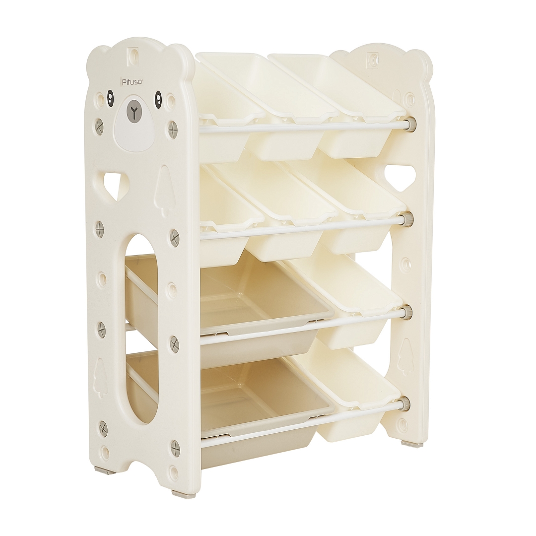 Стеллаж для игрушек с ящиками Pituso Балу,4 яруса 67*33*85 White/Белый NSNJ-0001-1-3-White купить — фото 1