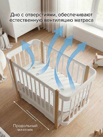 Кровать Pituso Olivia + маятник/ящик/автостенка/колесо 120*60 см Pit-103 купить — фото 12