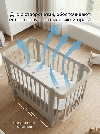 Кровать Pituso Olivia + маятник/ящик/автостенка/колесо 120*60 см Pit-103 купить — фото 8