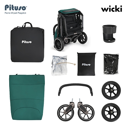 Прогулочная коляска Pituso Wicki PU Emerald/Изумруд ABF2022/Emerald
