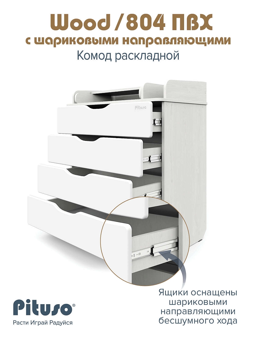 Комод раскладной Pituso Wood 80/4 ПВХ  с шарик. направ., 4 ящика купить — фото 11