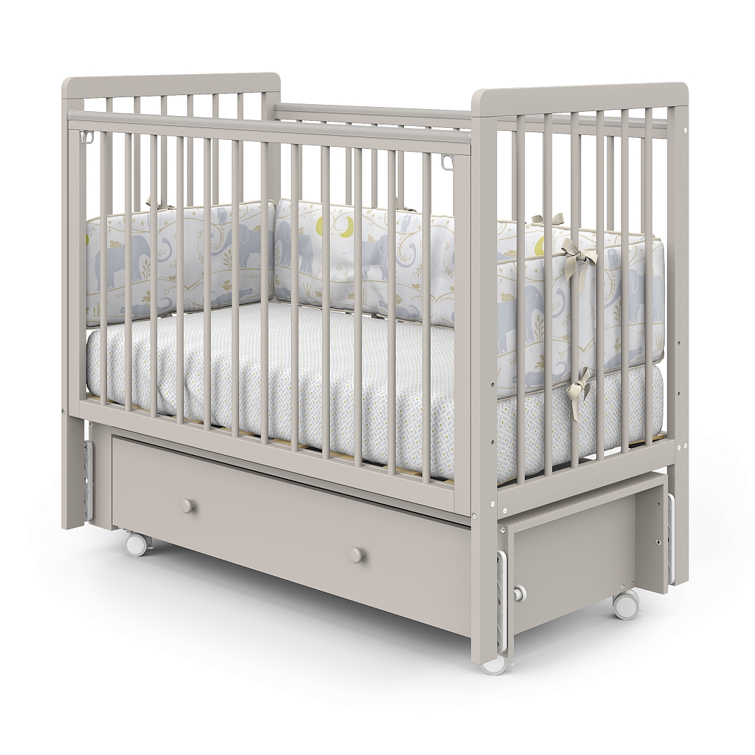 Кровать детская Pituso TINY ящик-маятник/колесо купить — фото 1