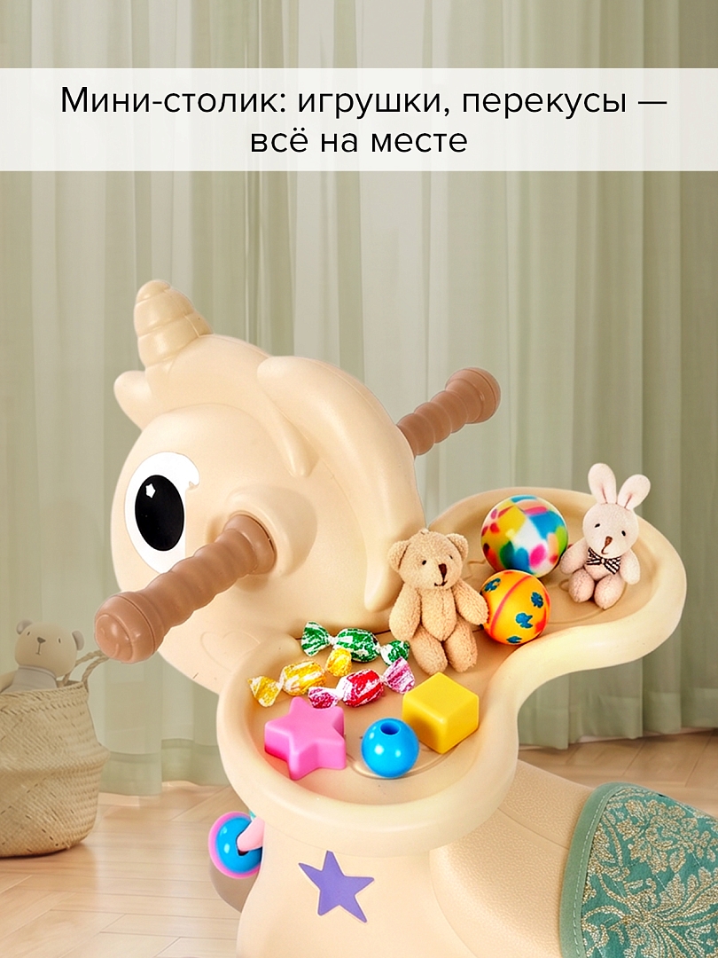 Качалка-каталка Pituso Единорог (роди/ручка,бампер,стол,муз.эл-т) Brown/Коричневый YBC-TM-009-Brown купить — фото 29