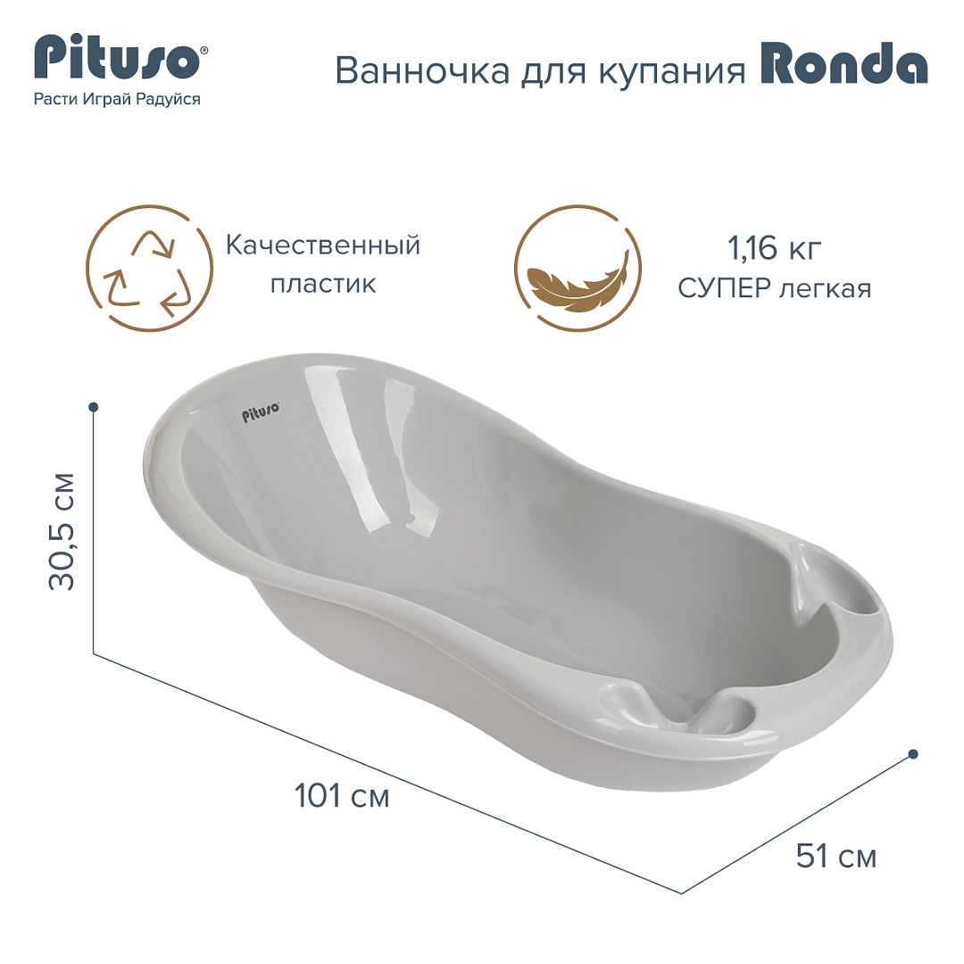 Ванночка для купания Pituso Ronda слив/термометр 101 см  купить — фото 7
