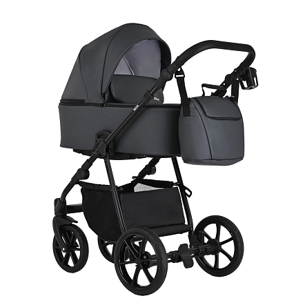 Коляска Pituso 2 в1 Tossa короб+прогулка Кожа/Dark Grey TS/25/4