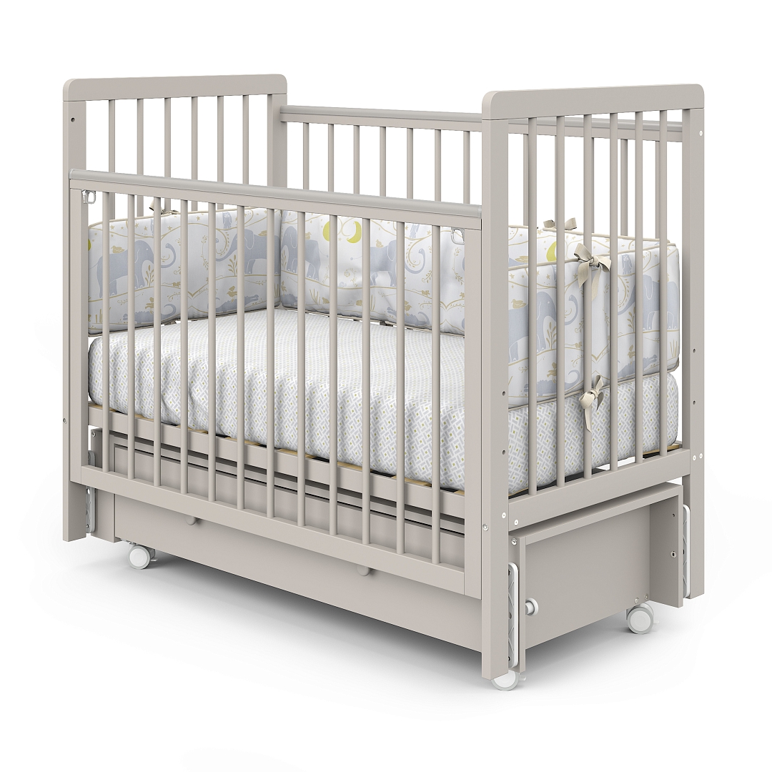 Кровать детская Pituso TINY ящик-маятник/колесо купить — фото 2