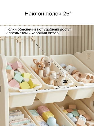 Стеллаж для игрушек с ящиками Pituso Балу,4 яруса 67*33*85 White/Белый NSNJ-0001-1-3-White купить — фото 11
