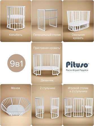 Кровать Pituso детская универсальная 9/1 Monica маятник поперечный Белый 102521 купить — фото 5