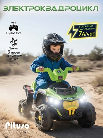 Электроквадроцикл Pituso 6V/7Ah_20W*1 колеса пласт,свет,муз c П/У 2390029B купить — фото 11