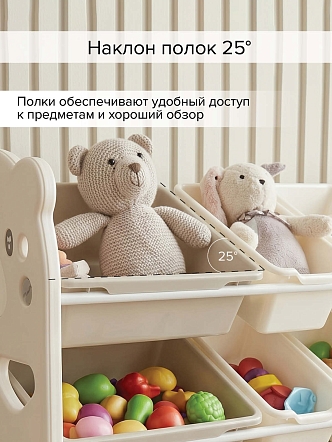 Стеллаж для игрушек с ящиками Pituso Балу,4 яруса 105*33*85 White/Белый NSNJ-0001-1-5-White купить — фото 12