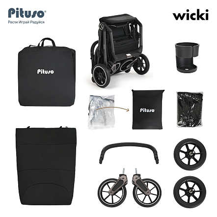 Прогулочная коляска Pituso Wicki PU Black/Черный  ABF2022/Black