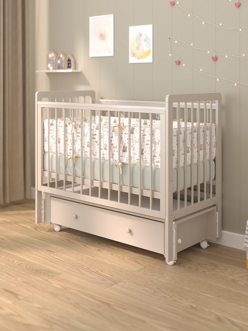 Кровать детская Pituso TINY ящик-маятник/колесо купить — фото 9