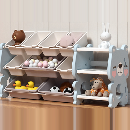 Стеллаж Pituso для игрушек с ящиками Медвежонок 3 полки Blue/Голубой