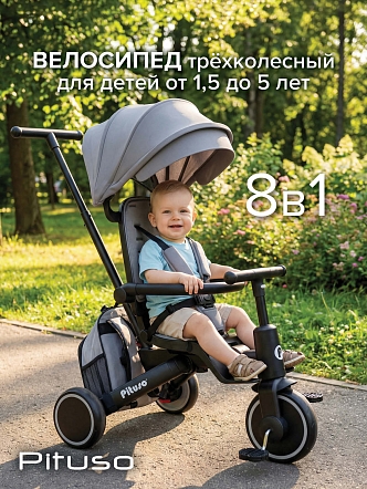 Велосипед трехколесный Pituso Leve Pro складной c сумкой T8 PLUS купить — фото 12