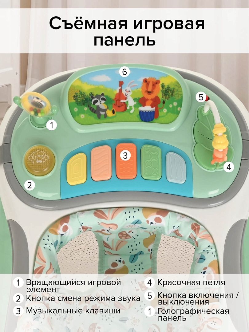 Ходунки Pituso Лесные музыканты Green/Ментол W1123PB8-Green купить — фото 9