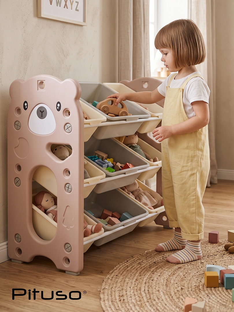 Стеллаж Pituso для игрушек с ящиками Балу,3 яруса,Beige/Бежевый NSNJ-0001-4-2-Beige купить — фото 17