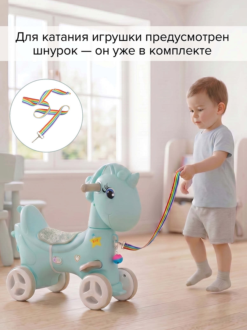 Качалка-каталка Pituso Ангел (родит.ручка,бампер,столик,муз.эл-т) Blue/Голубой YBC-SM-008-Blue купить — фото 35