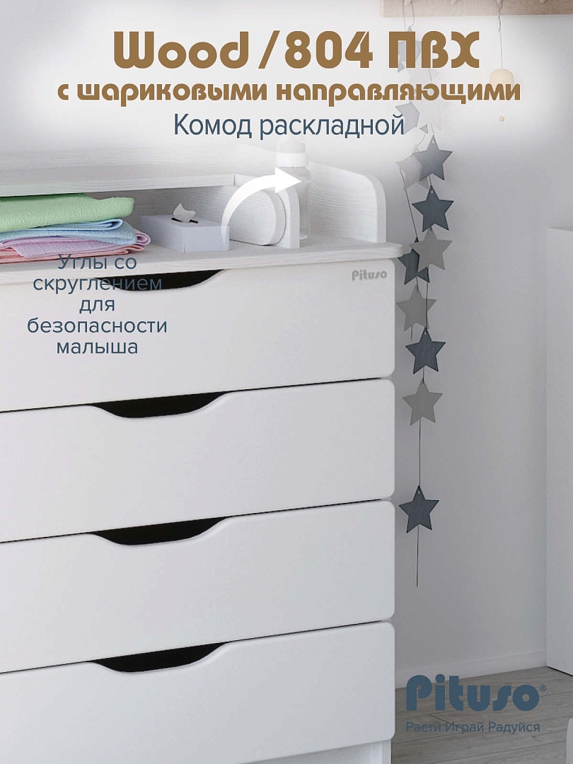 Комод раскладной Pituso Wood 80/4 ПВХ  с шарик. направ., 4 ящика купить — фото 9